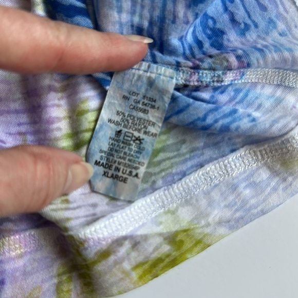 Nally&Millie USA Women’s Short Sleeve Top Burn Out Watercolor Floral Print XL - Picture 7 of 8